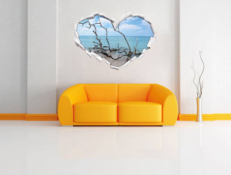 Pixxprint Strand mit Treibholz in Kuba, 3D Wandtattoo Kostenloser Versand international