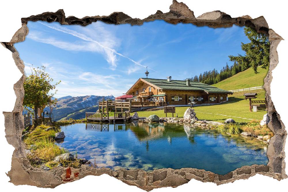 Pixxprint Schönes Haus in den Alpen, 3D Wandtattoo