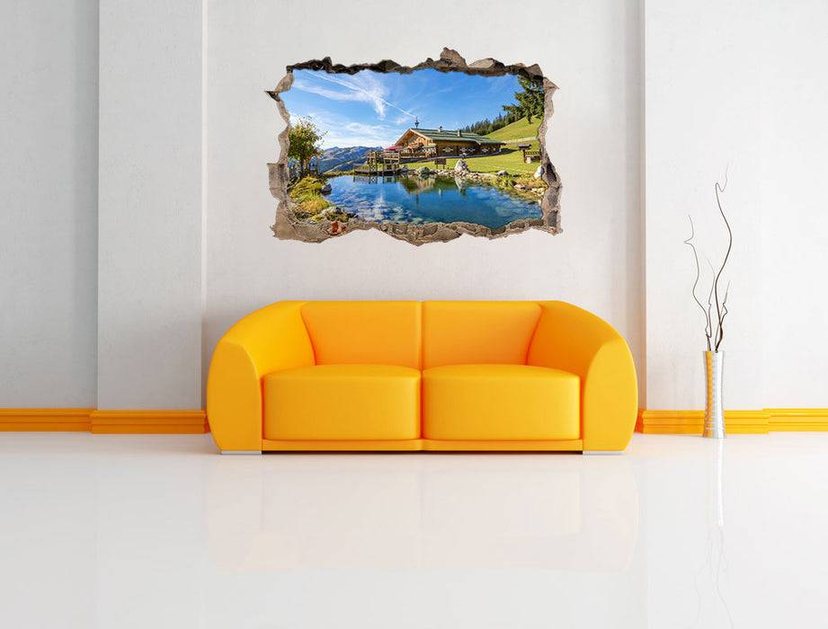 Pixxprint Schönes Haus in den Alpen, 3D Wandtattoo 50% Rabatt für begrenzte Zeit