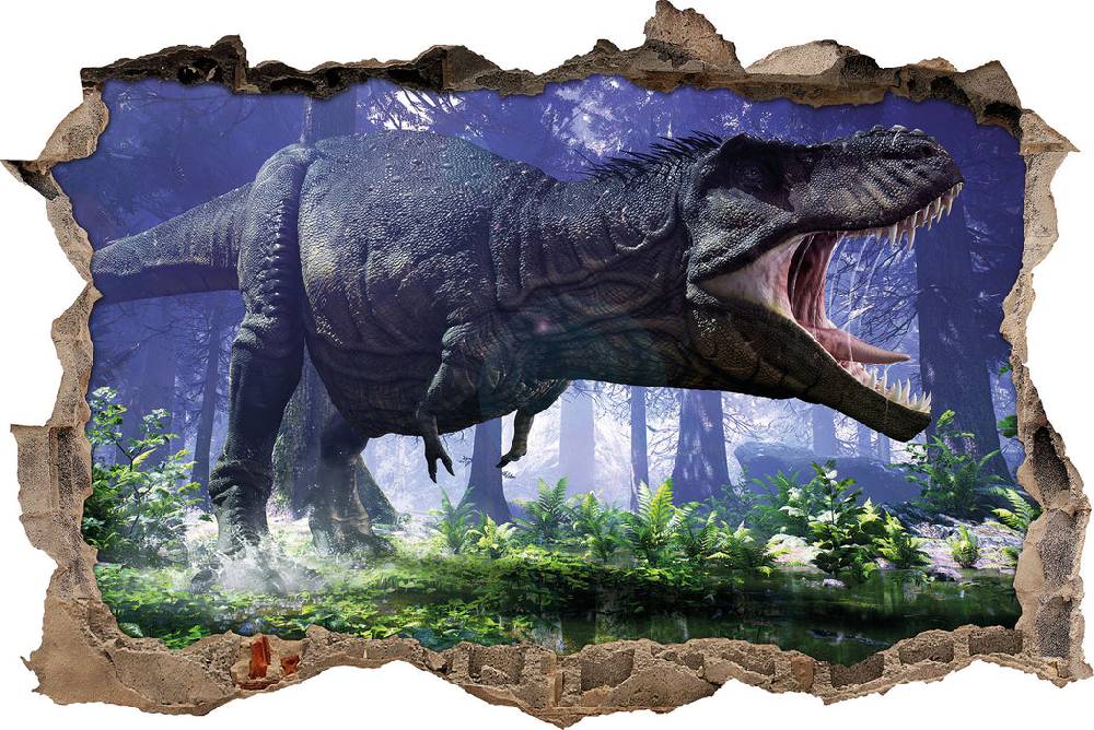 Pixxprint T-Rex Dinosaurier im Wald, 3D Wandtattoo