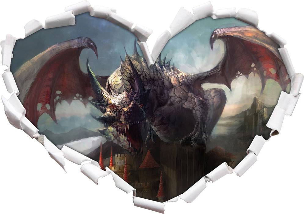Pixxprint der Drache auf der Festung, 3D Wandtattoo Limitierter Zeitrabatt