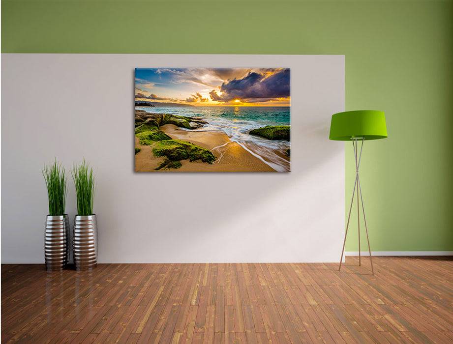 Pixxprint Sonnenuntergang auf Hawaii, Leinwandbild Rabatt