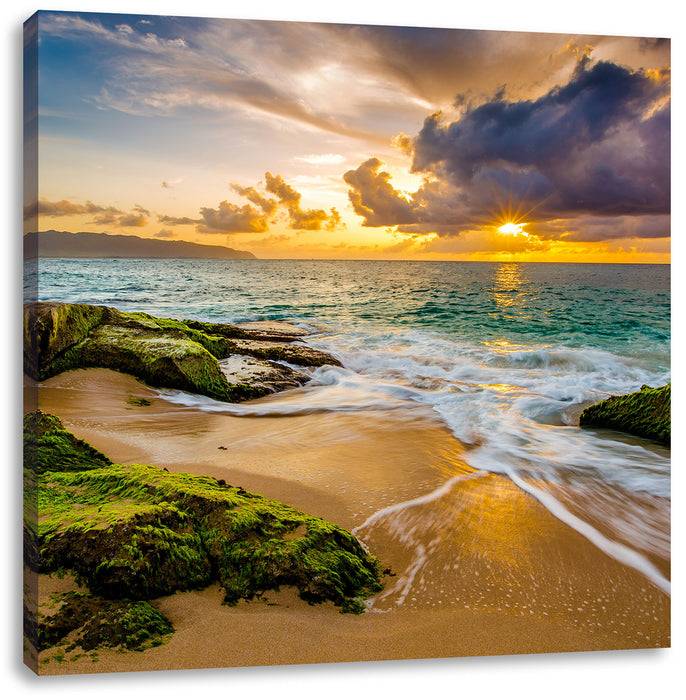 Pixxprint Sonnenuntergang auf Hawaii, Leinwandbild Rabatt