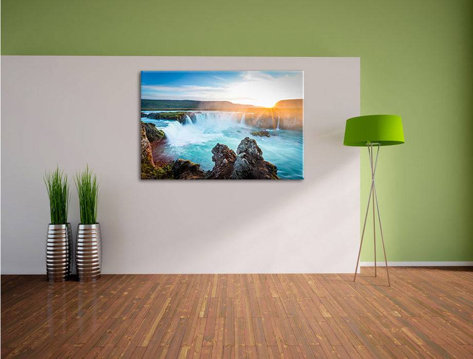 Pixxprint Idyllische Wasserfälle, Leinwandbild Online Shopping