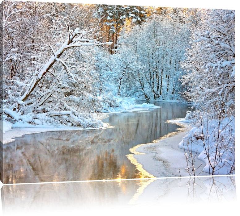 Pixxprint Atemberaubende Winterlandschaft, Leinwandbild