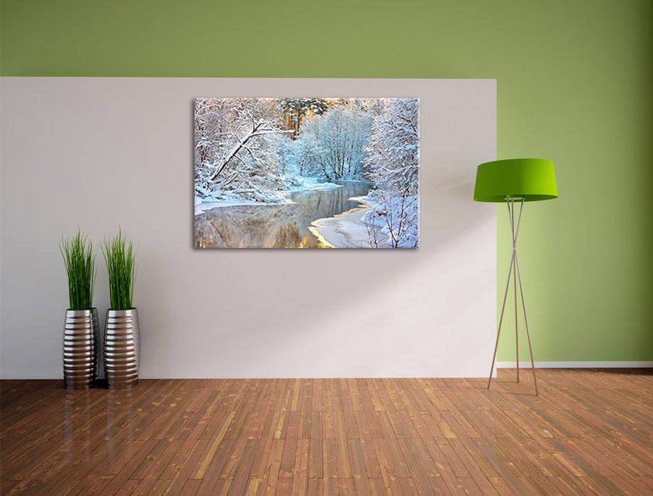 Pixxprint Atemberaubende Winterlandschaft, Leinwandbild Exklusivangebot