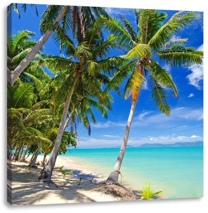 Pixxprint Palmen Traumstrand, Leinwandbild Black Friday