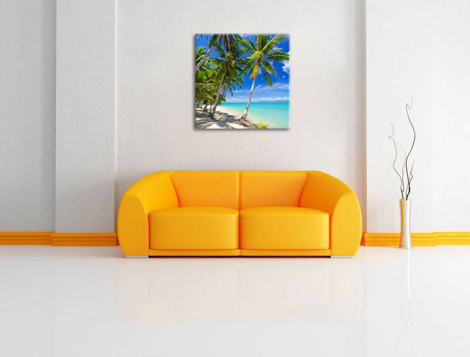 Pixxprint Palmen Traumstrand, Leinwandbild Black Friday