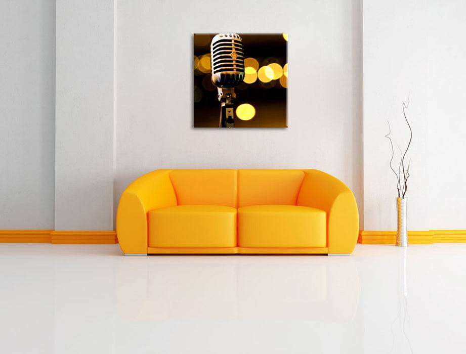 Pixxprint Altes Retro Mikrofon, Leinwandbild Räumungsverkauf
