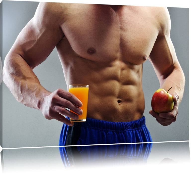 Pixxprint Trainierter Oberkörper Bodybuilder, Leinwandbild Wochenangebot