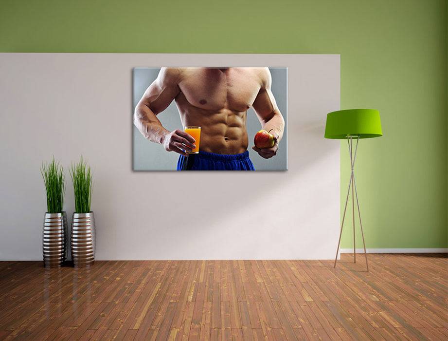 Pixxprint Trainierter Oberkörper Bodybuilder, Leinwandbild Wochenangebot