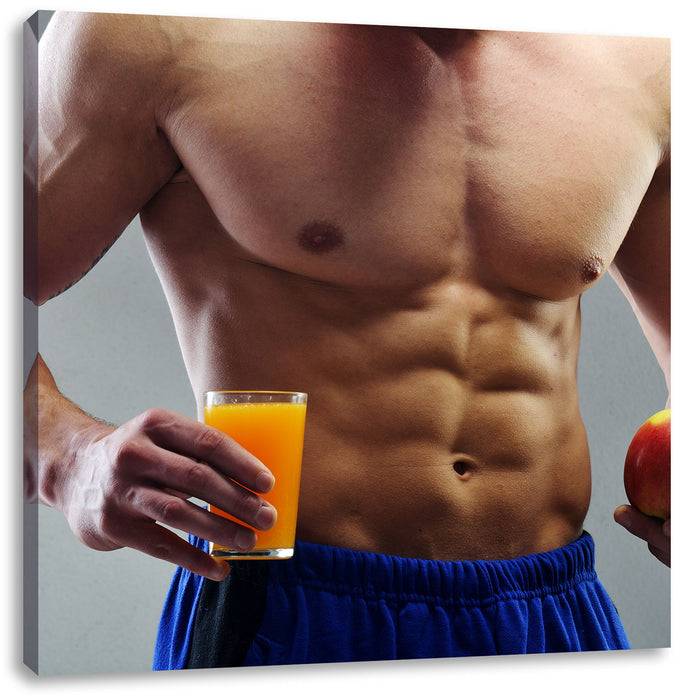 Pixxprint Trainierter Oberkörper Bodybuilder, Leinwandbild Wochenangebot
