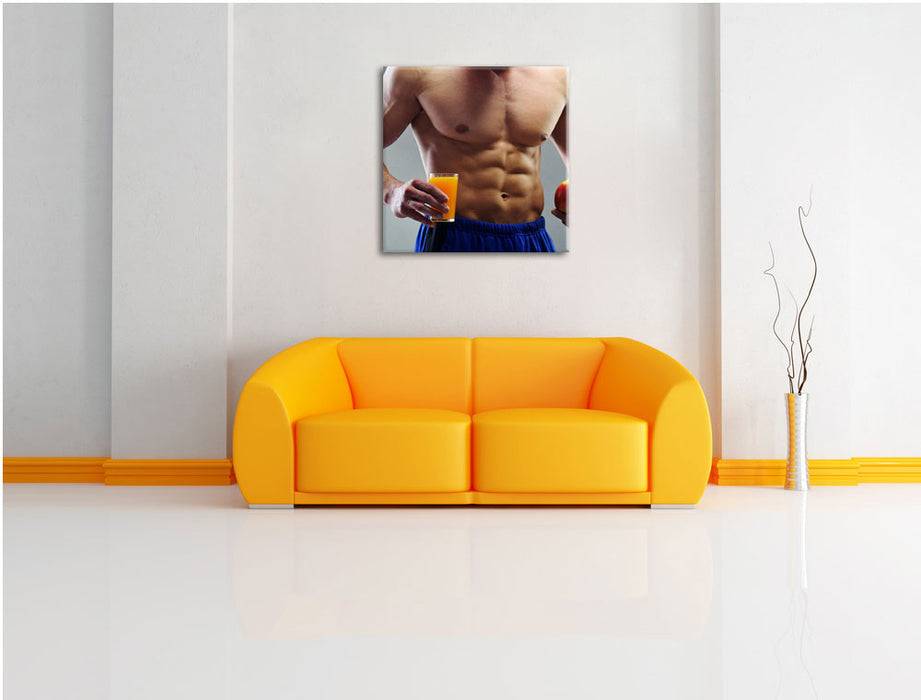 Pixxprint Trainierter Oberkörper Bodybuilder, Leinwandbild Wochenangebot