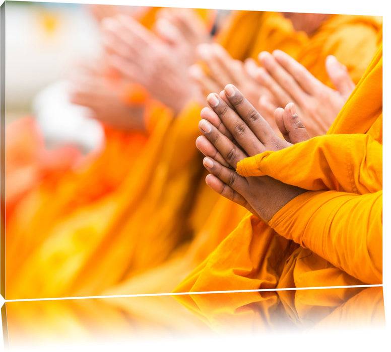 Pixxprint Betende Hände Mönche Tibet, Leinwandbild Kostenlose Rückgabe
