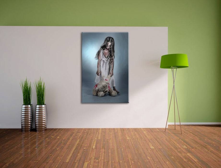 Pixxprint Mädchen mit Teddy, Leinwandbild Letzte 3 Tage