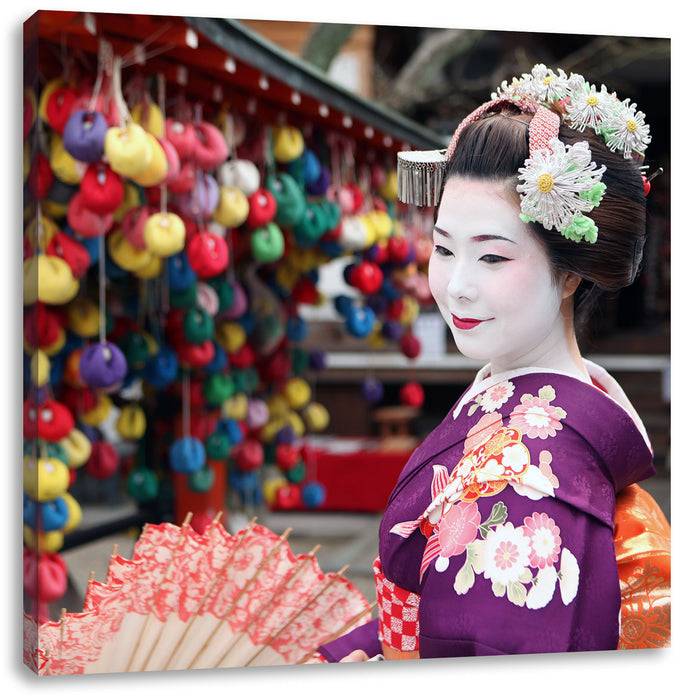 Pixxprint Anmutige Geisha mit Fächer, Leinwandbild Neueste Stile