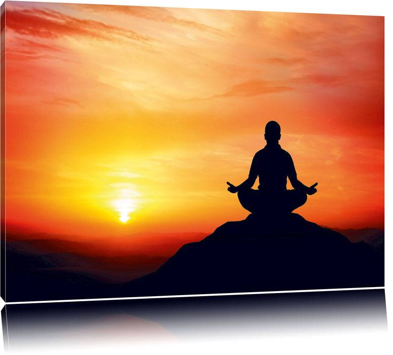 Pixxprint Meditation im Sonnenuntergang, Leinwandbild