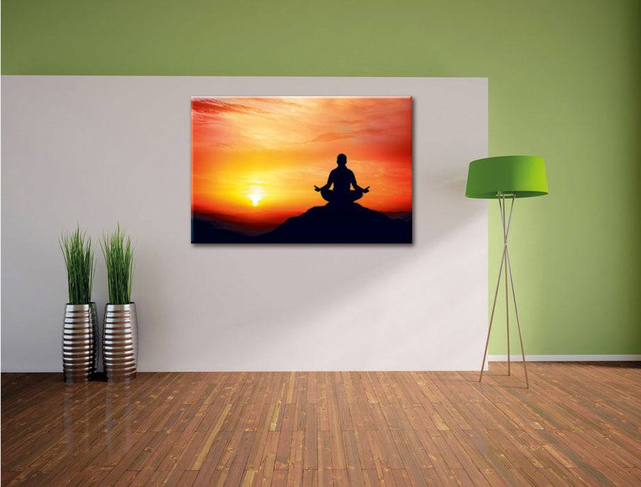 Pixxprint Meditation im Sonnenuntergang, Leinwandbild Letzte 2 Tage
