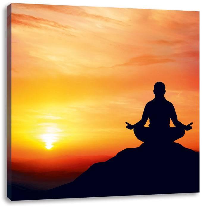 Pixxprint Meditation im Sonnenuntergang, Leinwandbild Letzte 2 Tage