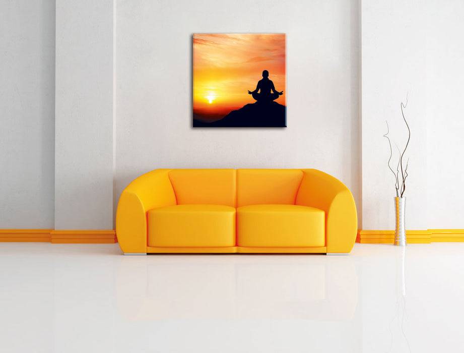 Pixxprint Meditation im Sonnenuntergang, Leinwandbild Letzte 2 Tage