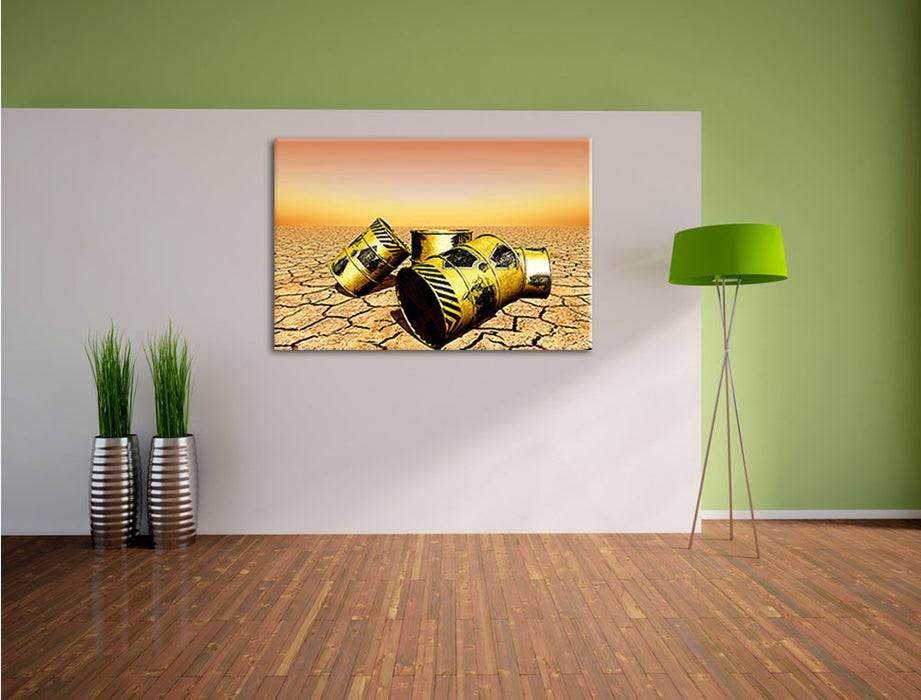 Pixxprint Atommüllfässer, Leinwandbild Nur für heute