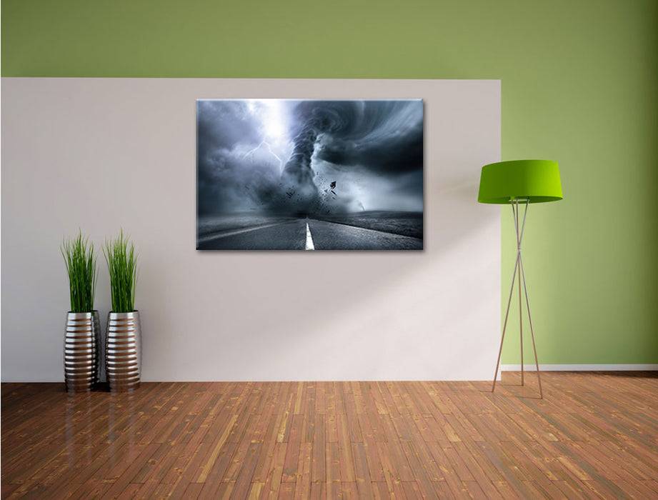 Pixxprint Wirbelsturm an Highway, Leinwandbild Sonderangebot der Fabrik