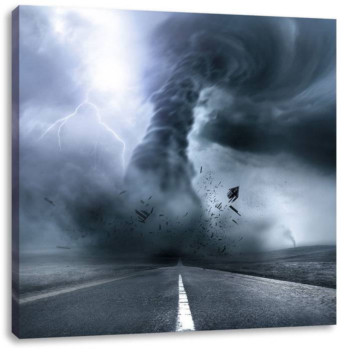 Pixxprint Wirbelsturm an Highway, Leinwandbild Sonderangebot der Fabrik