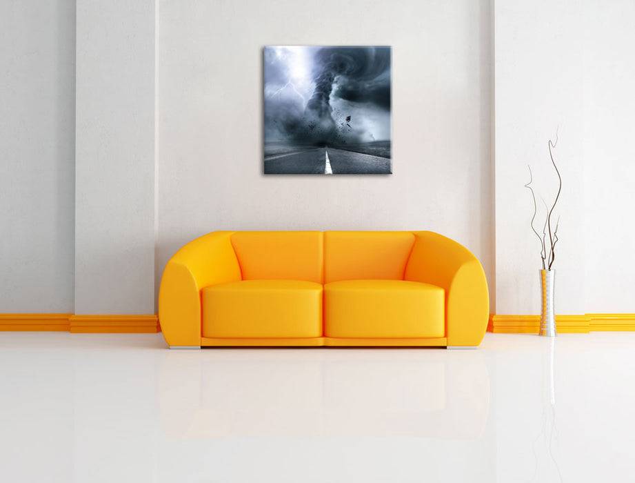 Pixxprint Wirbelsturm an Highway, Leinwandbild Sonderangebot der Fabrik