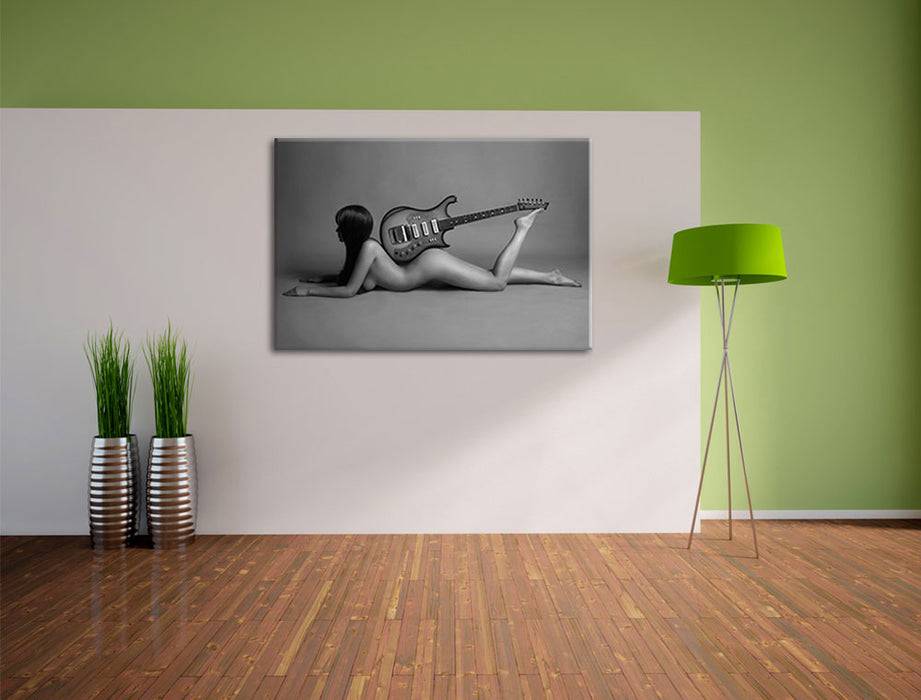 Pixxprint Nackte Frau mit Gitarre, Leinwandbild Super Rabatt