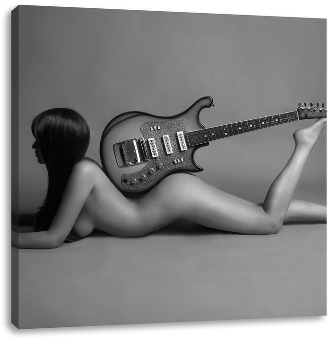 Pixxprint Nackte Frau mit Gitarre, Leinwandbild Super Rabatt