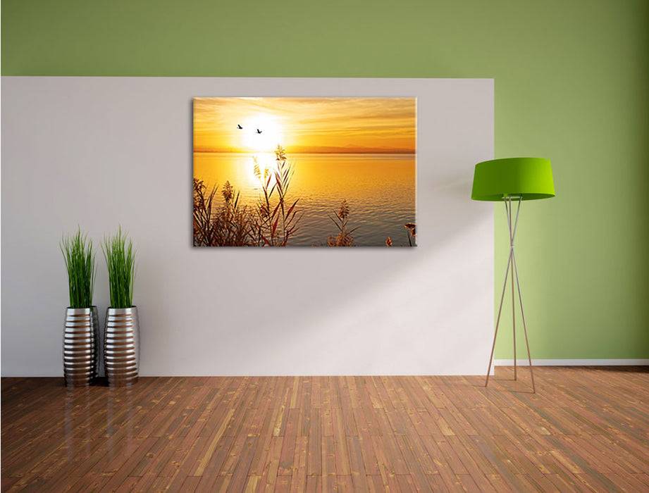 Pixxprint Sonnenuntergang am See, Leinwandbild Im Verkauf