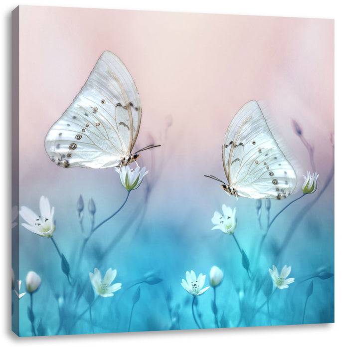 Pixxprint Schmetterling auf kleinen Blumen, Leinwandbild Rabatte dieses Monats
