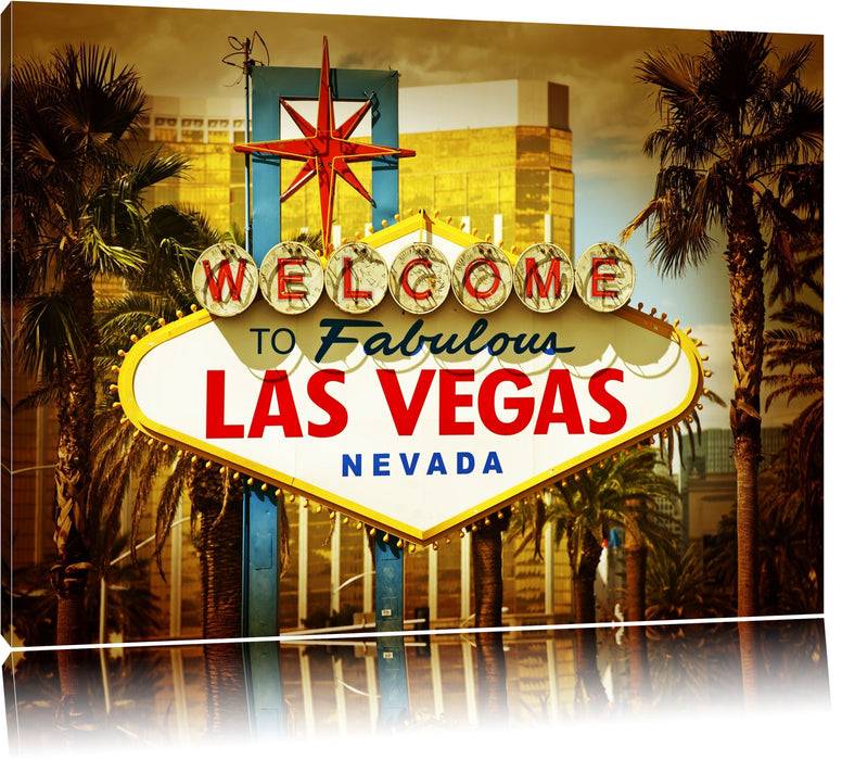 Pixxprint Las Vegas Ortseingangsschild, Leinwandbild Günstiger Verkauf