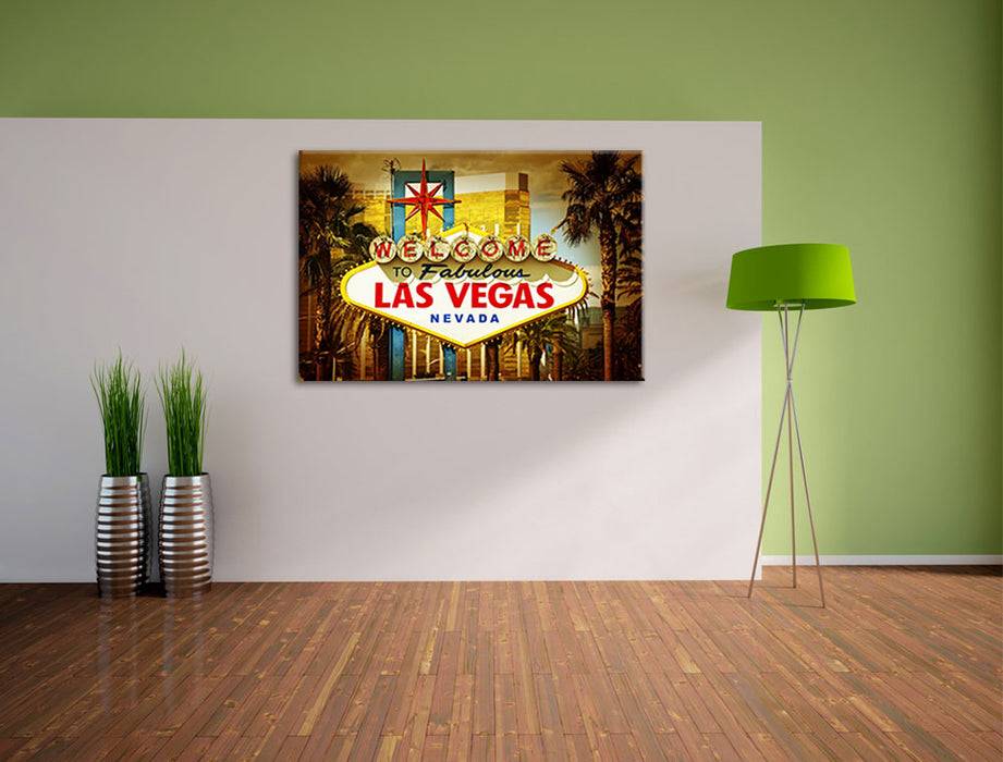 Pixxprint Las Vegas Ortseingangsschild, Leinwandbild Günstiger Verkauf