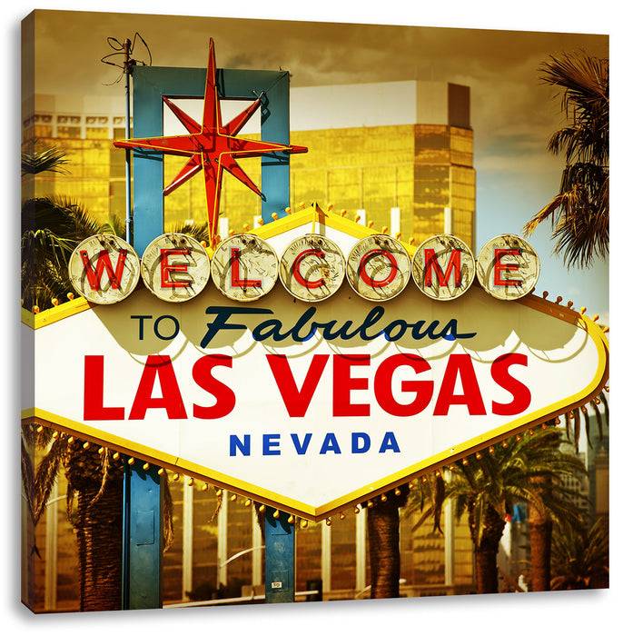 Pixxprint Las Vegas Ortseingangsschild, Leinwandbild Günstiger Verkauf