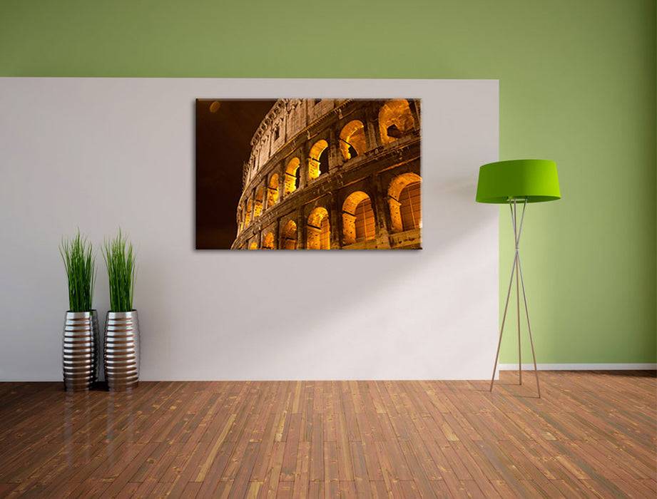Pixxprint Amphitheater in Rom bei Nacht, Leinwandbild Kostenloser Versand
