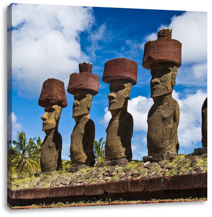 Pixxprint Moai Statuen Osterinseln, Leinwandbild Limitierter Zeitrabatt