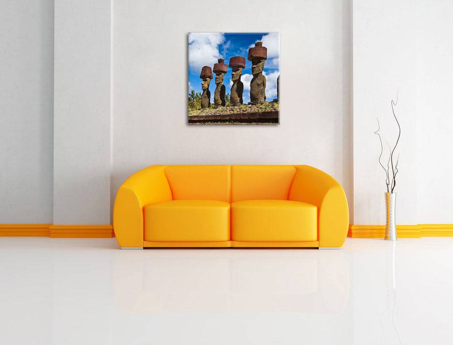 Pixxprint Moai Statuen Osterinseln, Leinwandbild Limitierter Zeitrabatt