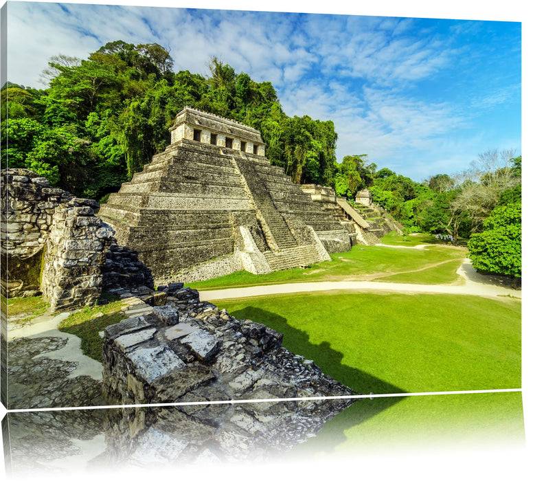 Pixxprint Maya Pyramiden aus Palenque, Leinwandbild