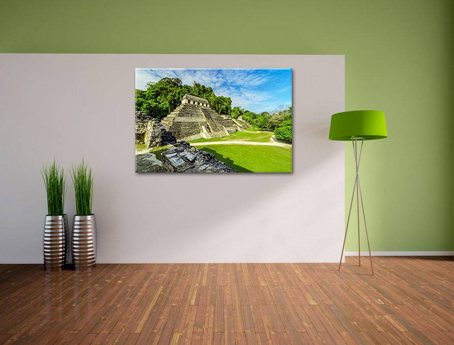 Pixxprint Maya Pyramiden aus Palenque, Leinwandbild Fabrik Onlineshop