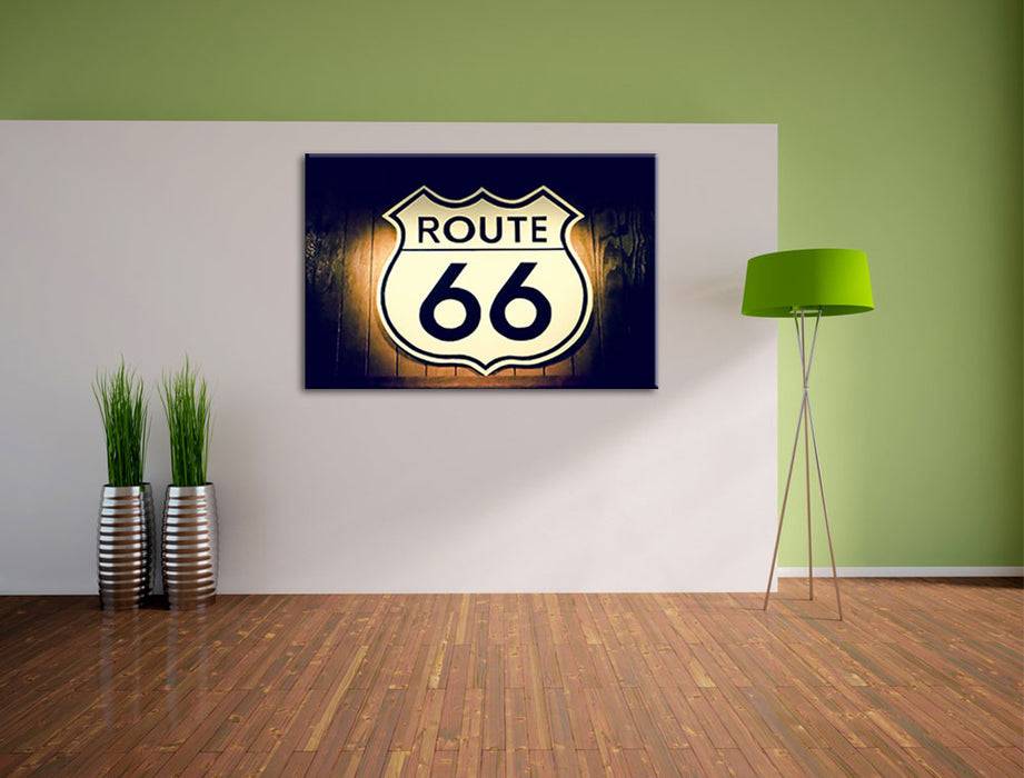 Pixxprint Modernes Route 66 Schild, Leinwandbild Sonderangebot