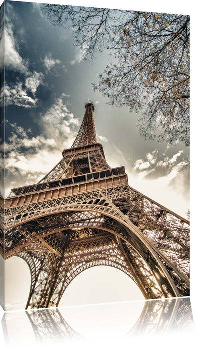 Pixxprint Eindrucksvoller Eifelturm Paris, Leinwandbild