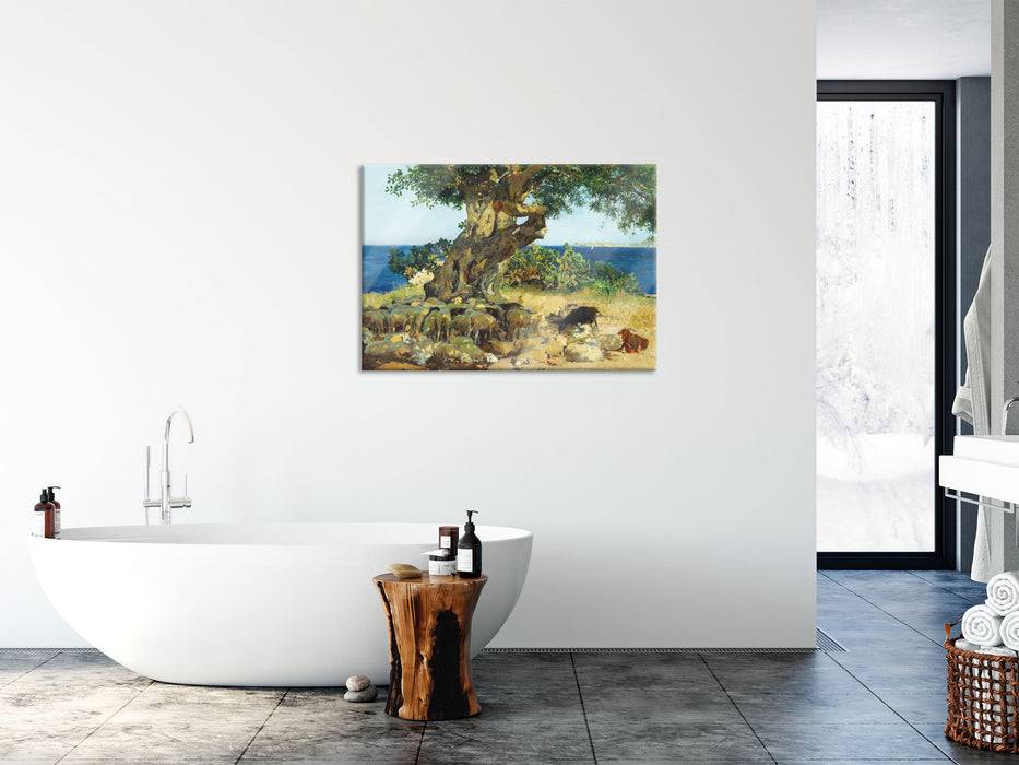 Pixxprint Joaquín Sorolla - Johannisbrotbaum Algarrobo, Glasbild Muttertagsangebot