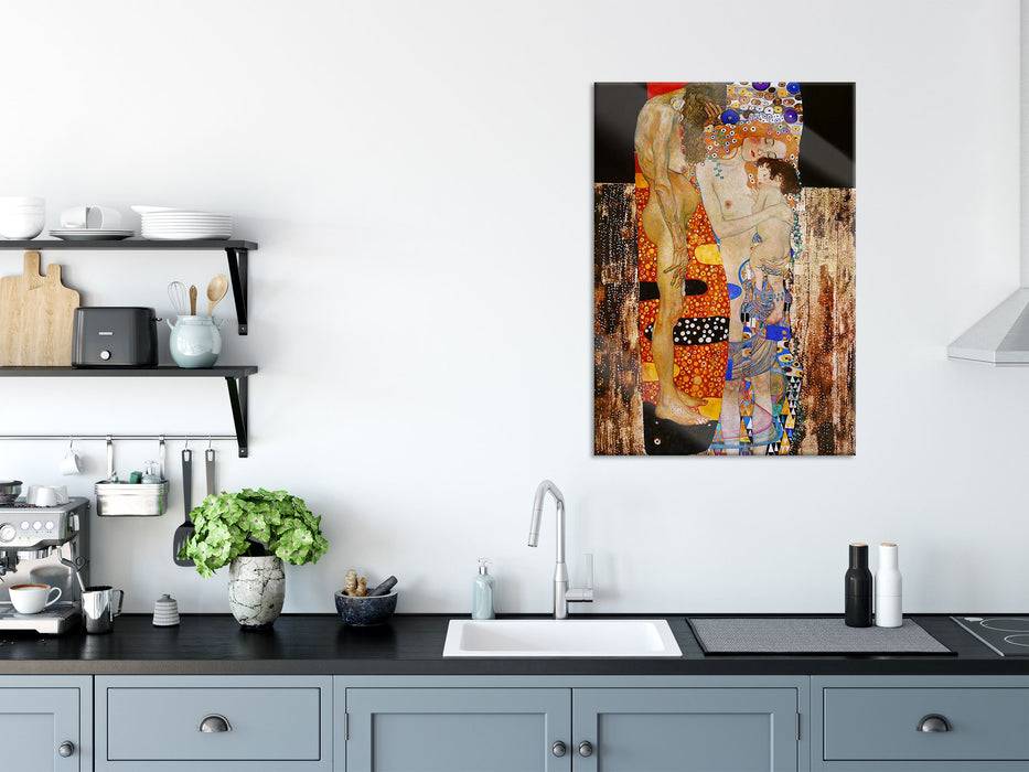 Pixxprint Gustav Klimt - Die drei Lebensalter einer Frau , Glasbild Vatertagsangebot