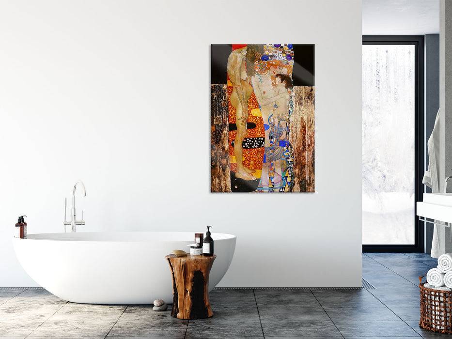 Pixxprint Gustav Klimt - Die drei Lebensalter einer Frau , Glasbild Vatertagsangebot