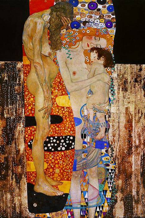 Pixxprint Gustav Klimt - Die drei Lebensalter einer Frau , Glasbild Vatertagsangebot