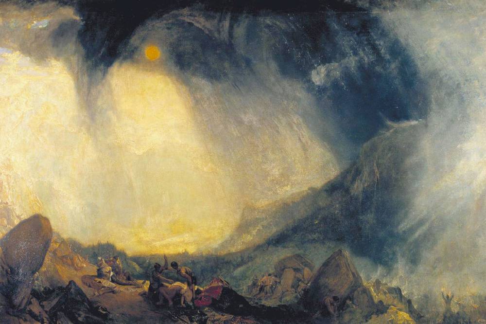 Pixxprint William Turner - Snow Storm Hannibal and his Army Cross, Glasbild Heißer Verkauf