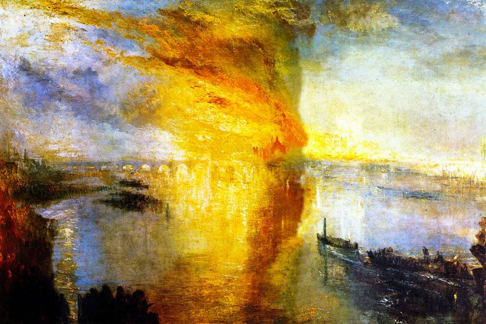 Pixxprint William Turner - The fire at the Parliament building, Glasbild Online Outlet