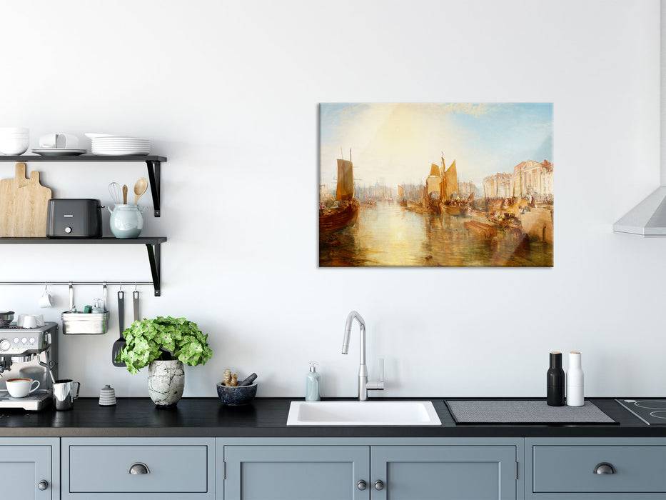 Pixxprint William Turner - The Harbor of Dieppe, Glasbild Riesige Ersparnisse