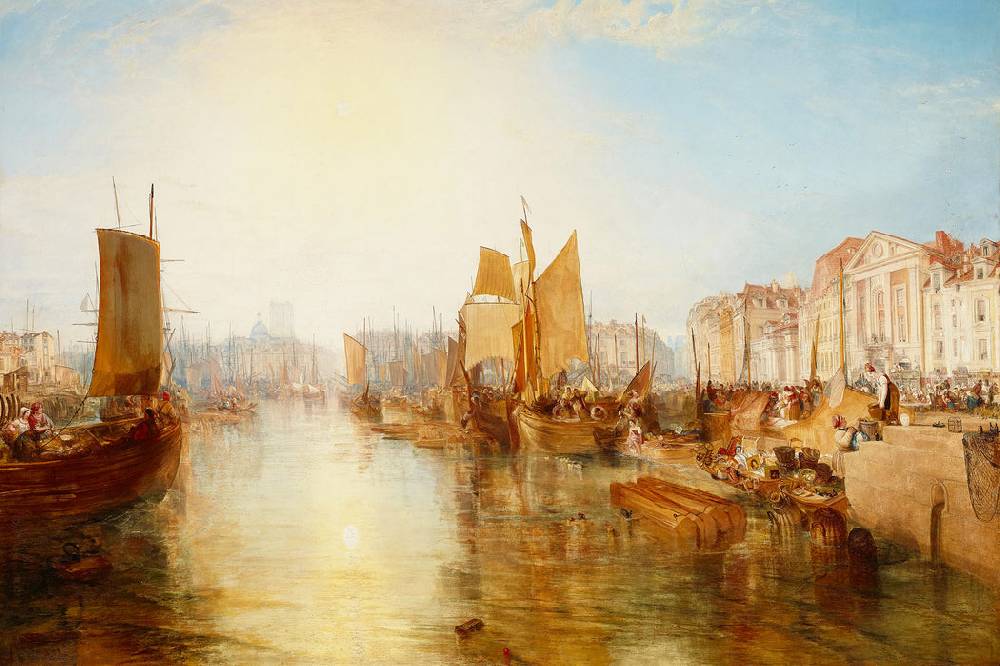 Pixxprint William Turner - The Harbor of Dieppe, Glasbild Riesige Ersparnisse